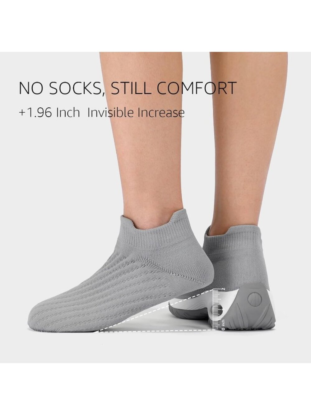 Women's Grey Lug Walking Arch Support Non Slip Breathable Upper Sneaker Shoes - Picture 4 of 7